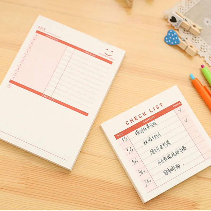 Kawaii месяц еженедельник 2020 To Do List повестки дня милые Блокнот клейкий стикер для