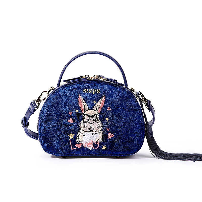 

Muyu Bag WOMEN'S Bag New Style 2019 Autumn Retro Fashion Shoulder Velvet Embroidered Hand Clutch Fashion