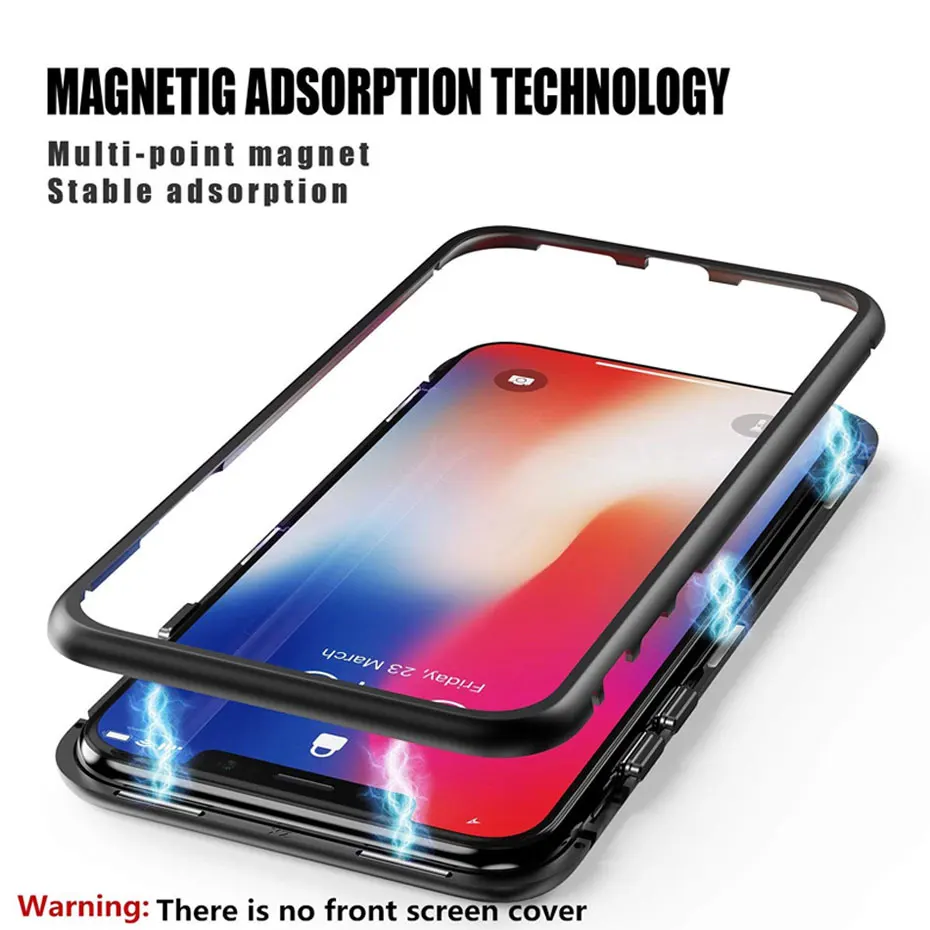 Магнитный адсорбционный чехол для iPhone XMAX X антидетонационный чехол из закаленного стекла для iPhone XR 6S 7 8 Plus металлическая рамка Полная защита