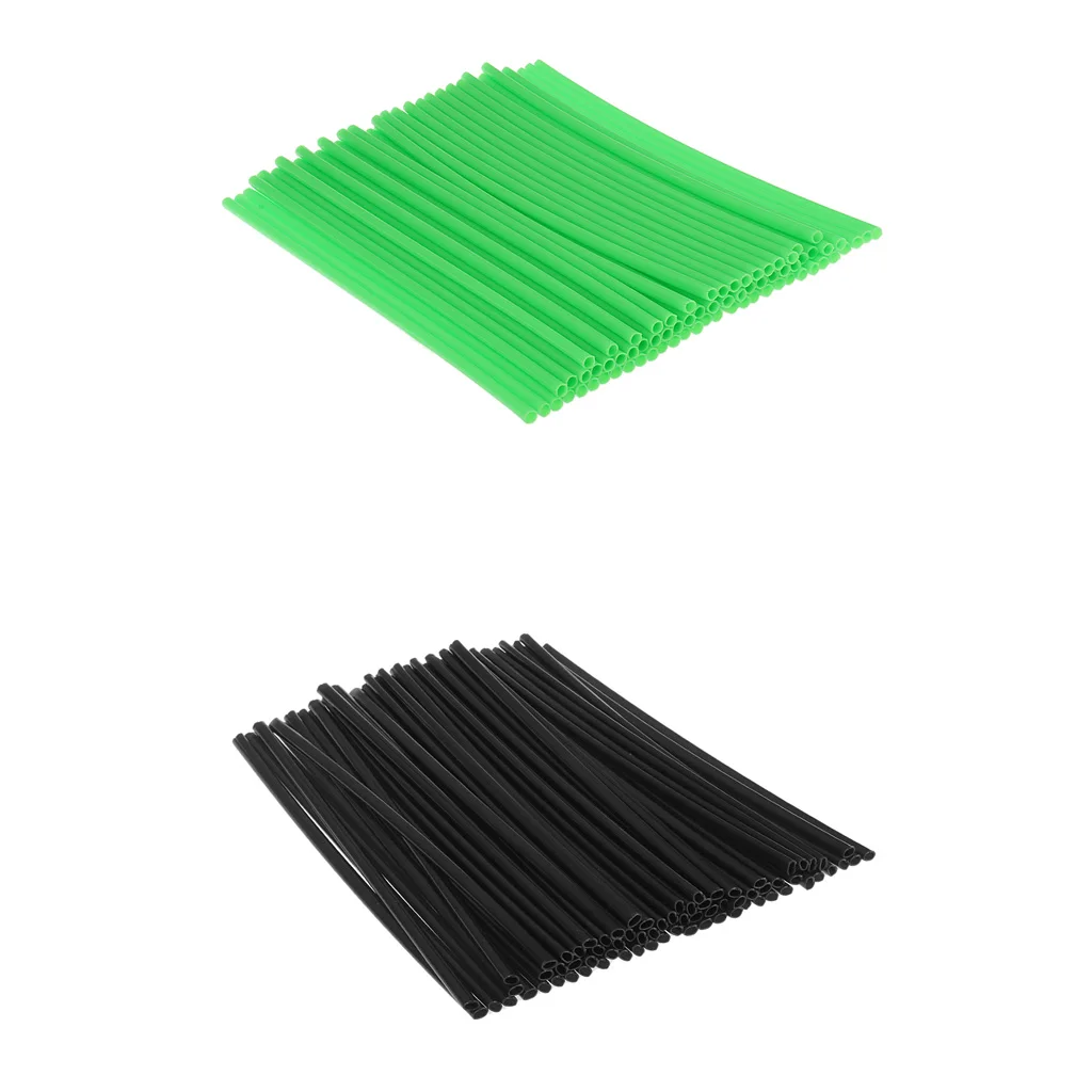 72Pcs Black + 72Pcs Green Wheel Rim Spoke Skins Covers Wrap Protector Kit for Motocross Dirt Bike