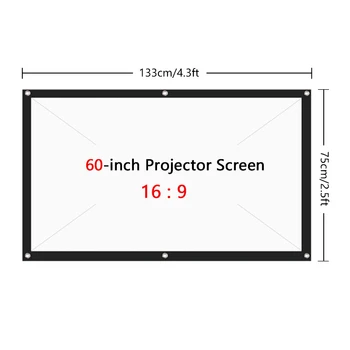 

New Projector Simple Curtain Anti-light Screen 60 72 84 100 120 150 Inches Home Outdoor Office Portable 3d HD Projector Screen