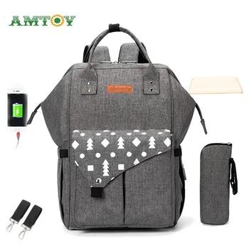 

Diaper Bag Backpack Multifunction Travel Back Pack Maternity Baby Changing Bags Large Capacity Waterproof Bag Hook Pad Gray Blue