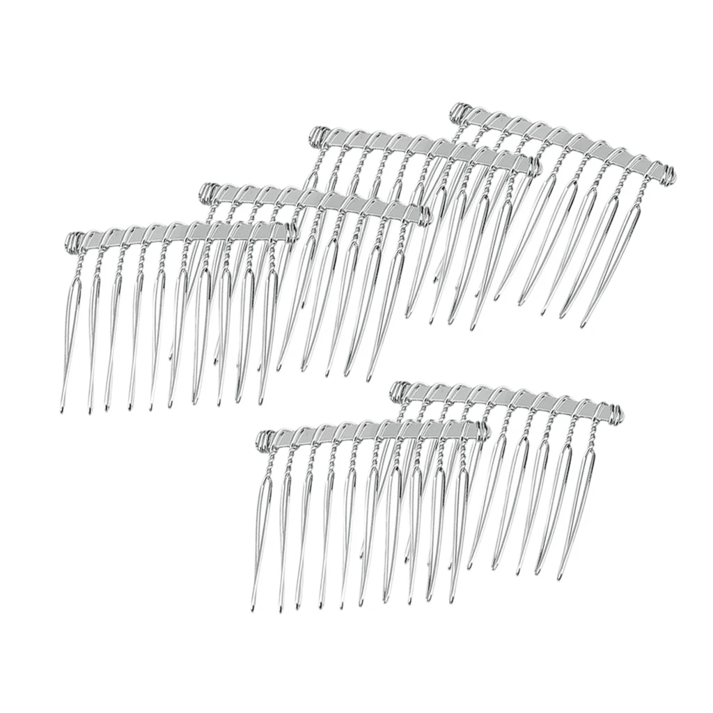 12 Pieces silver color and Gold Tone Metal Hair Combs Single Wedding Veil Side Comb for Bridal Hair Jewelry, 37 x 42mm
