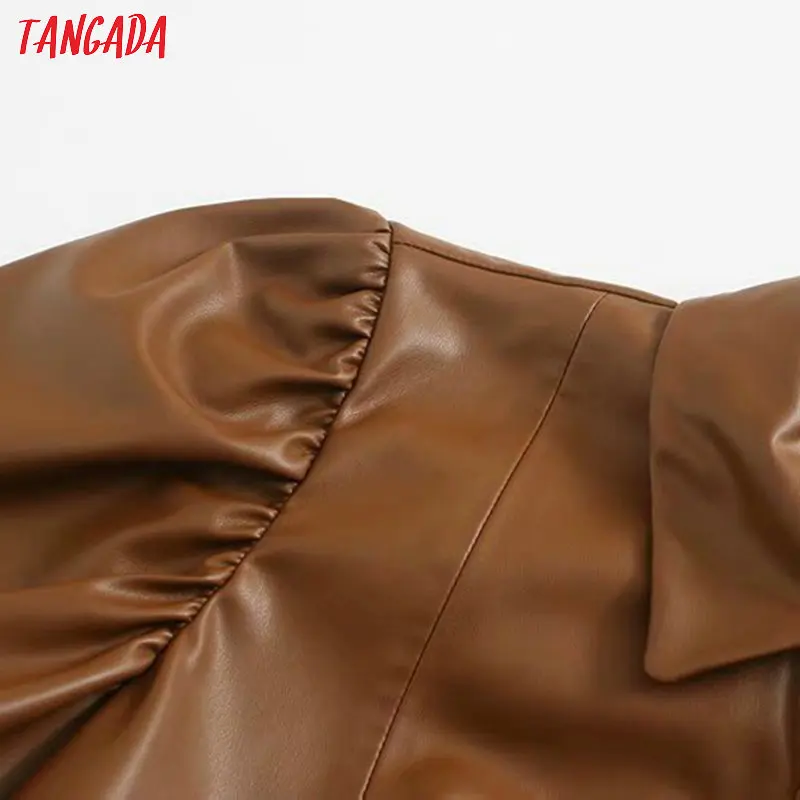 Top Buy magXZ Tangada women brown PU faux leather dress short sleeve retro 2020 fashion elegant office ladies A line midi dress vestido 5Z120 Top Buy magXZ Tangada women brown PU faux leather dress short sleeve retro 2020 fashion elegant office ladies A line midi dress vestido 5Z120