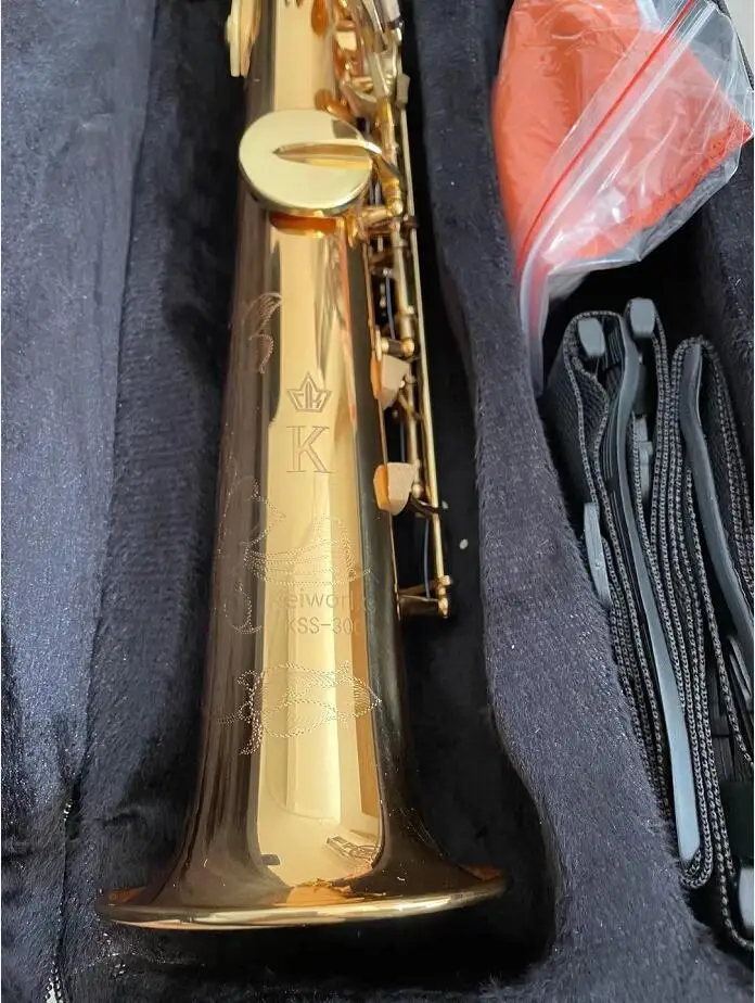

Keiworlks KSS-300 Woodwind B Flat Soprano Saxophone Brass Gold Lacquer Sax With Straight Curved Mouthpiece Saxofone