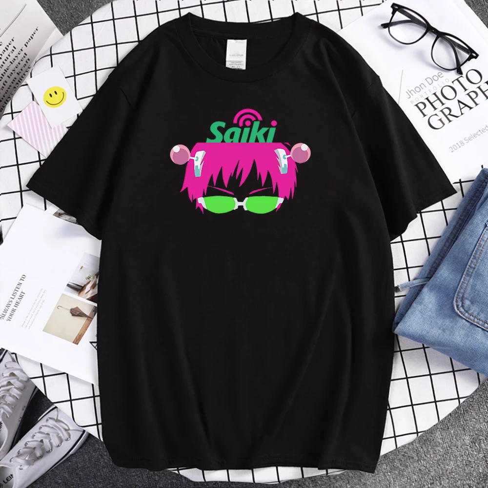 Cool Saiki K. Футболка мужская с мультяшным принтом дышащая тенниска круглым вырезом