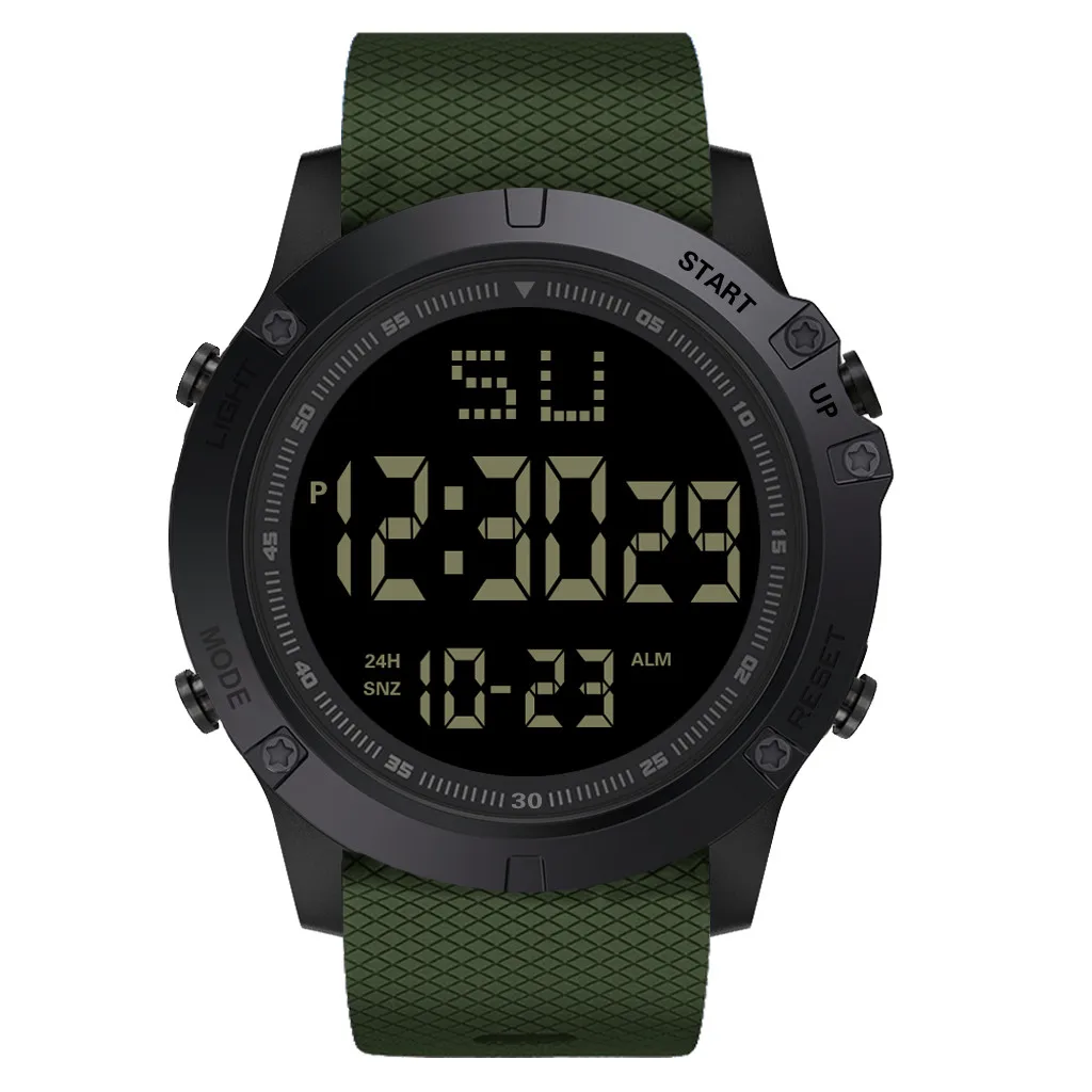 Бренд honhx мужские светодиодный часы с цифровой датой военные спортивные резиновые кварцевые часы с будильником водонепроницаемые мужские наручные часы#21