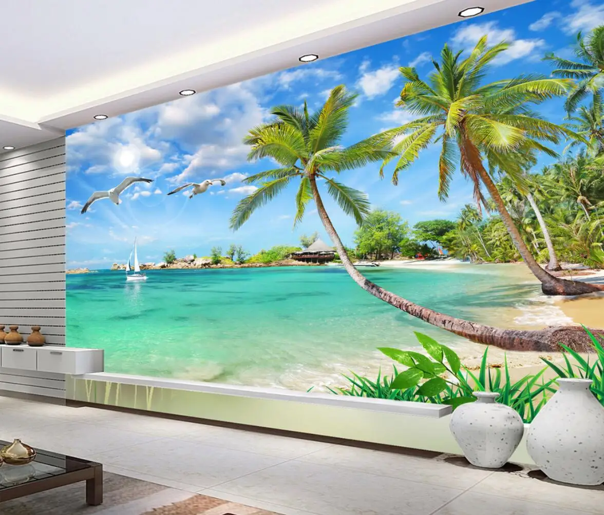 

beibehang custom papel de parede 3d Seaside city scenery photo 3D Wallpapers for living room bedroom mural wall paper home decor