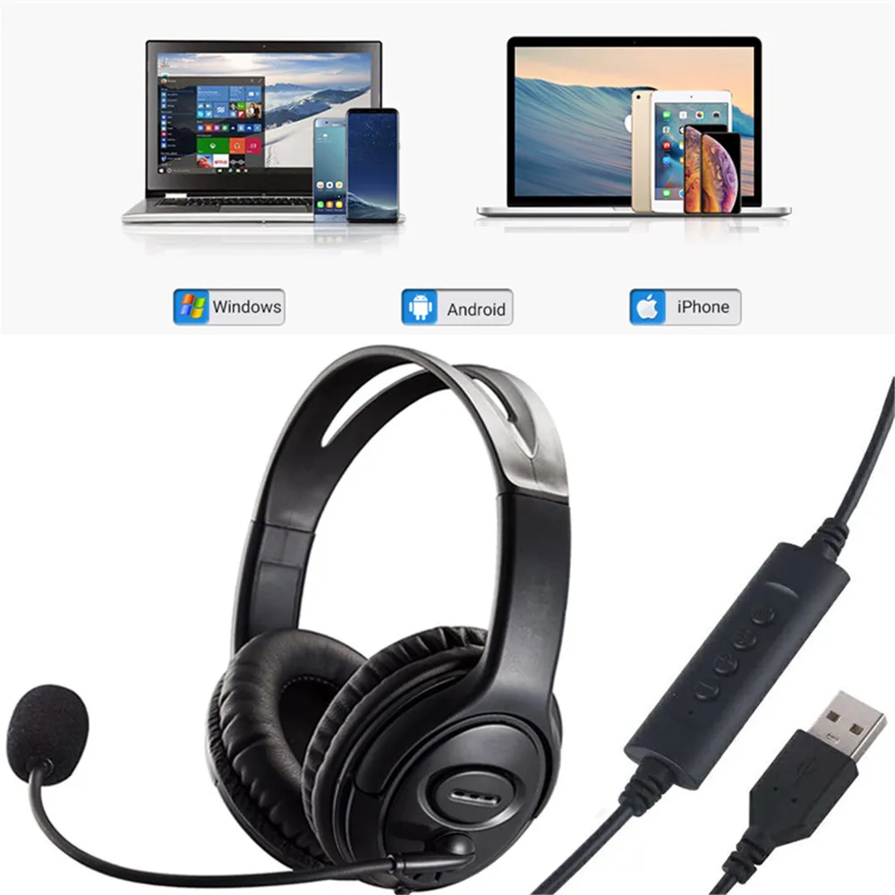 USB Gaming Headset Adjustable Wired 