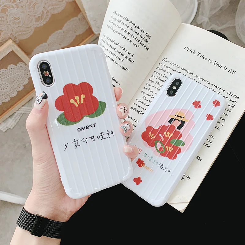 

2019 Unique Red Flower Girl Case For iPhone 6 6S 7 8 6S Plus 7Plus 8Plus X XS MAX XR Soft Case For iPhone XS 8 7 6 Cover Back