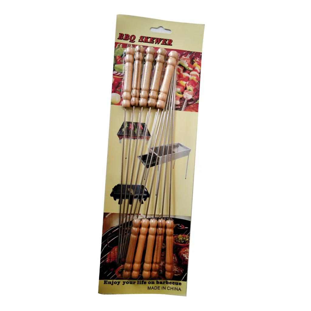 12Pieces Barbecue Skewers Set Stainless Steel Grill Stick Needles Kabob Sticks