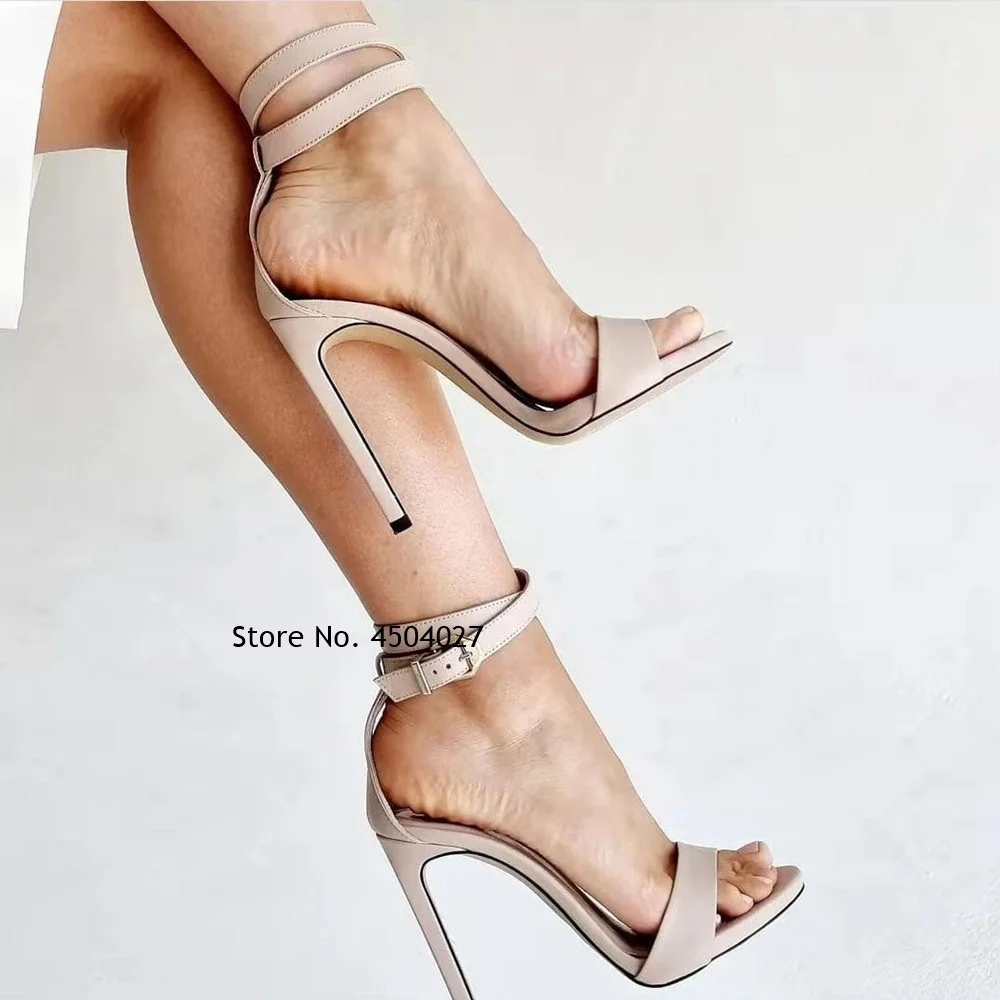 

Sexy Matte Leather Buckle Strap Stiletto High Heel Sandals Cut-outs Peep Toe Gladiator Shoes Women