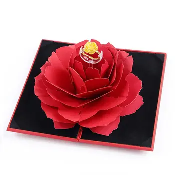 

3D Elegant Rings Box Wedding Engagement Ring Rose Flower Gift Boxes For Jewelry Display Storage Holder Decor