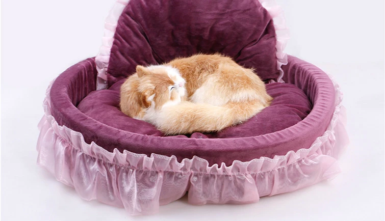 

Hot Sale Autumn and Winter Lace Puppy Nest Creative Teddy Poodle Princess Bed Removable and Washable Pet Cat Nest
