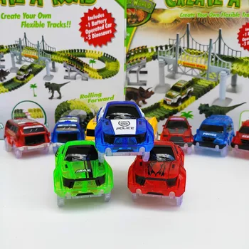 

5.4cm Magic Electronics LED Car Toys With Flashing Lights Educational Toys For Children Birthday Party Gift Play With Tracks
