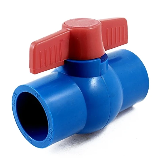 40 мм x 40 мм скольжения Полный Порт красная ручка рычага U-PVC шаровой клапан синий