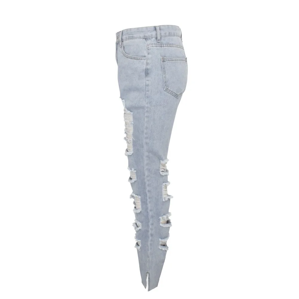 casual sexy blue jeans women cotton denim trousers slim high waist hollow out distressed holes pants cowboy jean femme