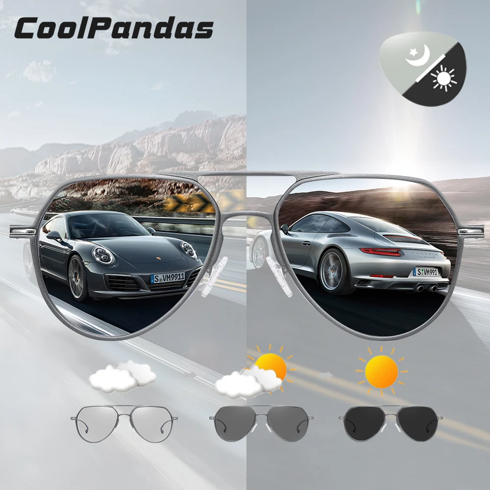 Солнцезащитные очки CoolPandas для мужчин и женщин UV 400 авиаторы с фотохромными