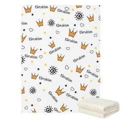 LVYZIHO – couverture polaire personnalisée avec nom, couronne d'étoiles, pour bébé garçon/fille, 30x40 / 48x60 / 60x80 pouces 