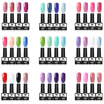 

NEE JOLIE 10/4Pcs Gel Nail Polish Set Varnish Soak Off UV LED Gel Nail Polish Base Coat No Wipe Top Color Nail Art Gel Polish