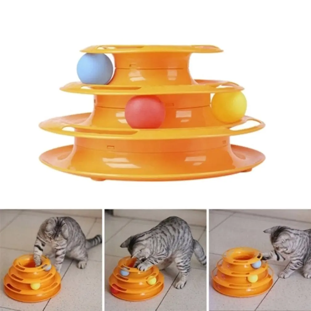 Funny Kitten Toy Three-Layer Decompression Ball Intelligence Training Cat Toy Interesting Triple Play Disc for Pet