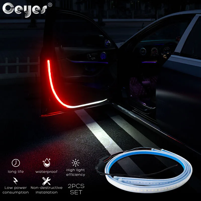 

Ceyes 2pcs Car Accessories 144 Leds Car Opening Door Warning Light Welcome Flash Lights Headlight Alarm Signal Lamp Shadow light