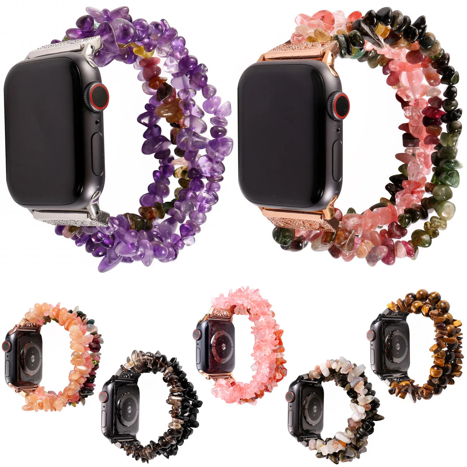Ручной работы Для женщин Jewery браслет ремешок для наручных часов Apple Watch серии 1 2 3 4 драгоценный камень агат наручный ремешок для iwatch 38 мм 42 мм