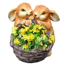 Открытый творческий газон вилла сад лес двора Двойной Кролик Скульптура пейзаж балкон украшение цветочный горшок M2904