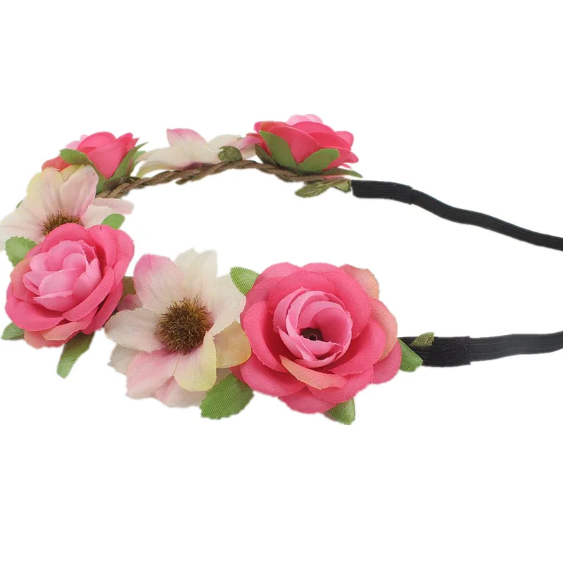 Rose flower headband small fresh photo accessories Bohemian seaside holiday wreath headdress