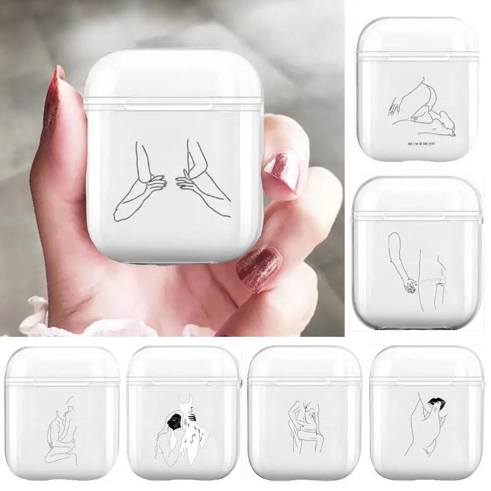 

Black line drawing couple Soft Silicone Cases For Airpods 1/2 Protective Bluetooth Wireless Earphone Cover For Air Pods Chargin