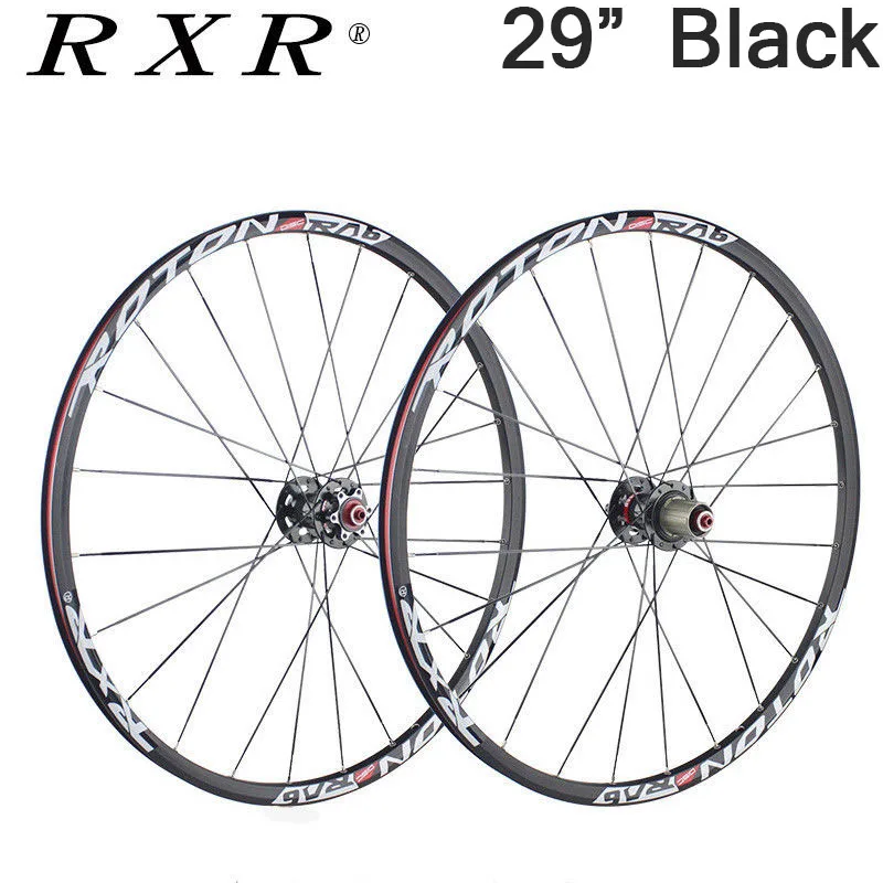 RXR MTB углеродная втулка колесного набора 26er 27,5 er 29er колесные диски для горного велосипеда колеса наборы дискового тормоза передние и задние 100/135 мм QR велосипедные колеса - Цвет: Black-29-pair