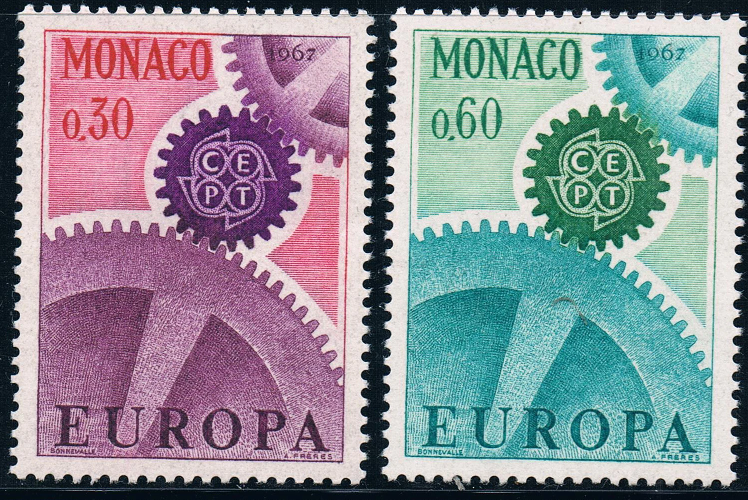 

2 шт./компл. Новый штамп почты Монако 1967 штампы для гравировки Европы MNH