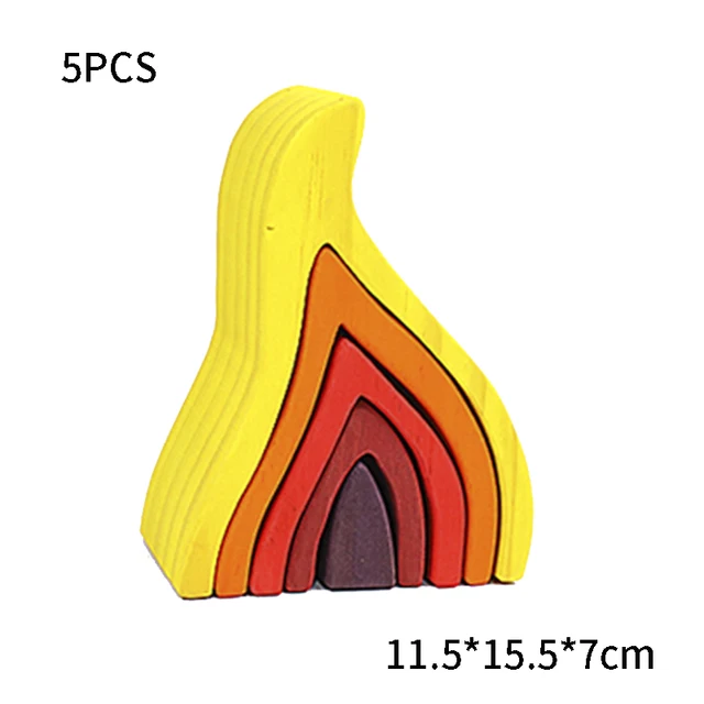 DIY assembled building blocks Montessori wooden rainbow blocks toy wood stacked balance game children's educational toys gifts 3