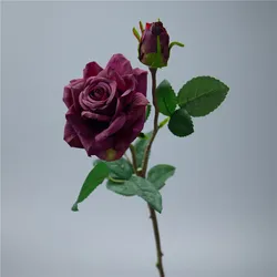 Elegant Real Touch Artificial Rose Bouquet - Latex - Coated Silk for Wedding and Home Décor (Burgundy)