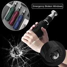 

Car rain umbrella, tungsten steel hammer emergency rescue broken window umbrella Folding Sunshade UV Automatic Umbrella 10 Bones