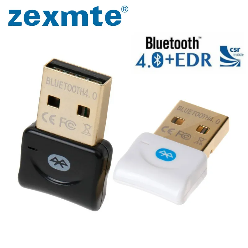 

ZEXMTE Bluetooth CSR 4.0 USB Dongle Adapter Bluetooth Transmitter Receiver For Windows 10/ 8 / 7 / Vista Black and White