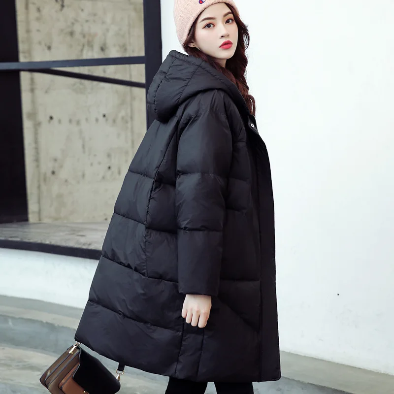 Женское длинное пуховое пальто с капюшоном теплая толстая пуховая куртка новая