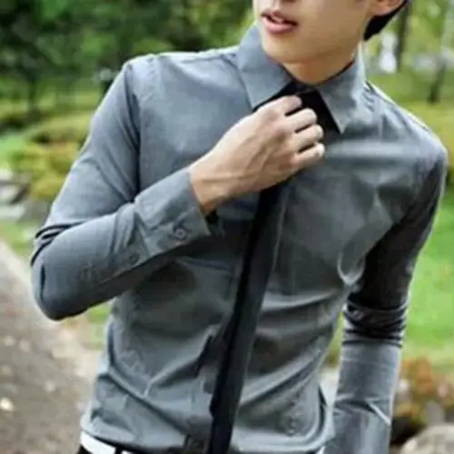 Dark Gray 2019Men Camisa de Manga Longa Mens Moda Camisas Casuais de algodador de Cor Sólida de Negócios Slim Fit Camisas Sociais Masculina - Цвет: Dark Gray