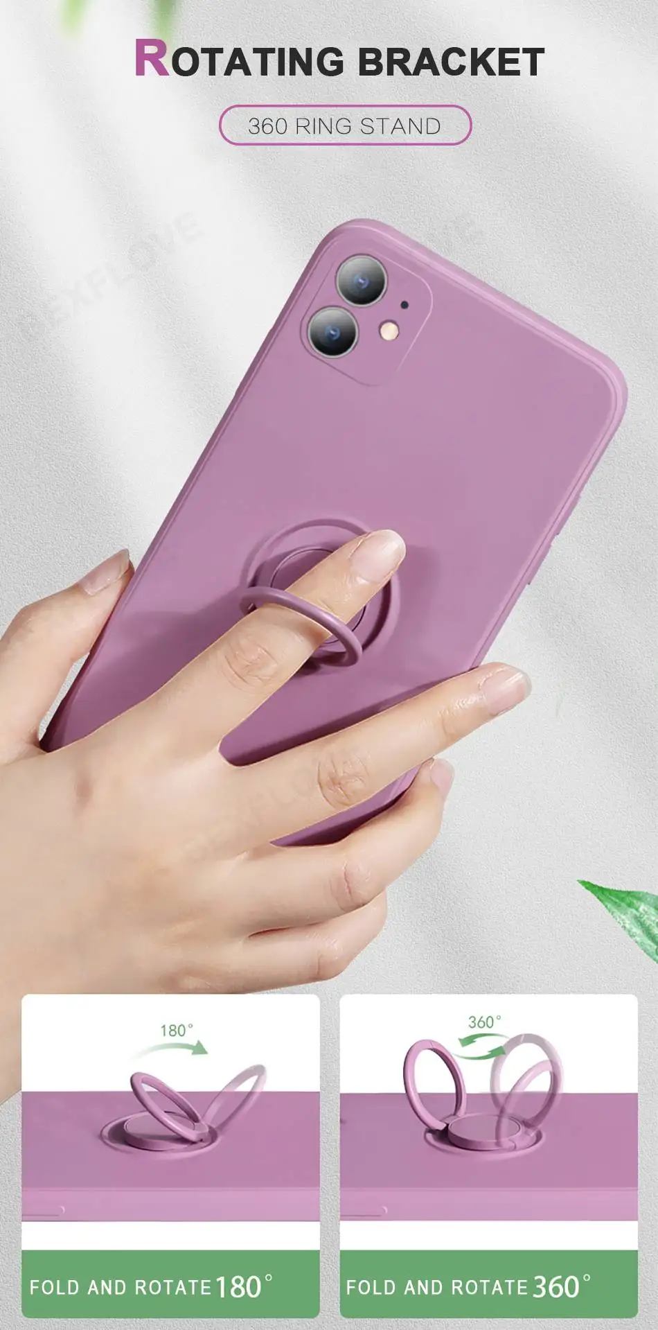 Ring Phone Case For iPhone 11 Pro XS Max XR X XS 7 8 Plus SE 2 2020 Cases Magnetic Liquid Silicone Car Holder Stand Cover Strap