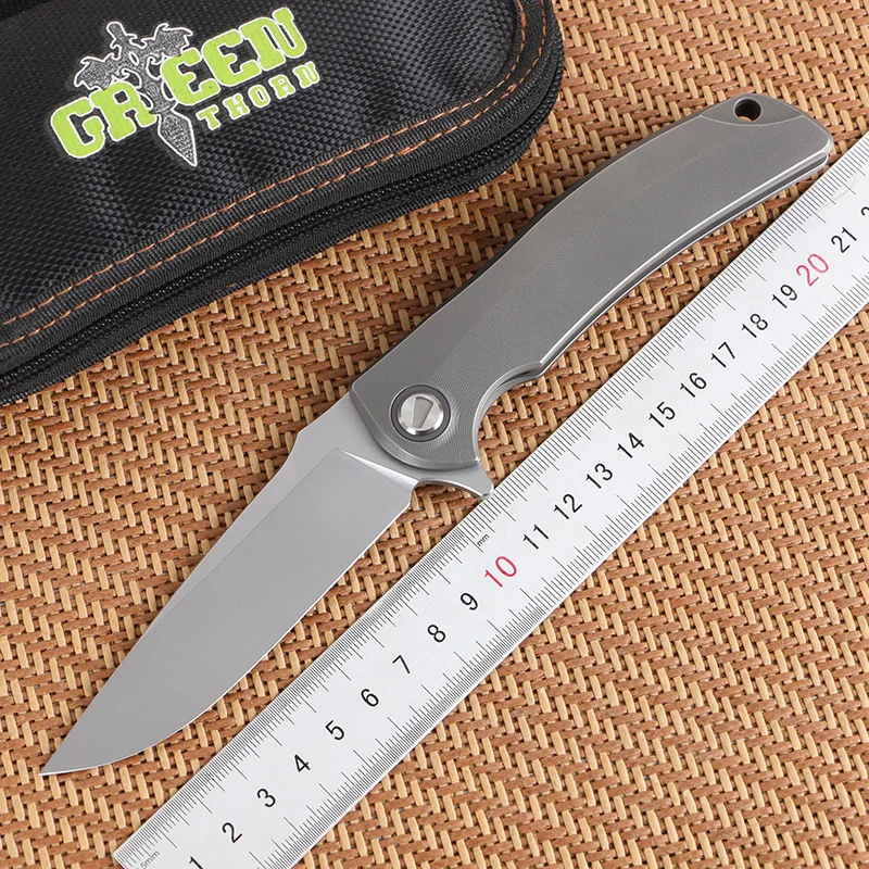 Нож с быстрооткрытым лезвием Green thorn overkill fin лезвие D2 ручка из титанового сплава