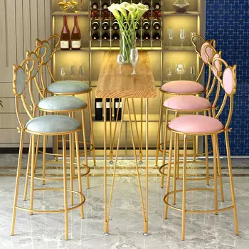 

Nordic iron art network red dining chair ins home dressing makeup chair simple nail chair bar restaurant backrest chair