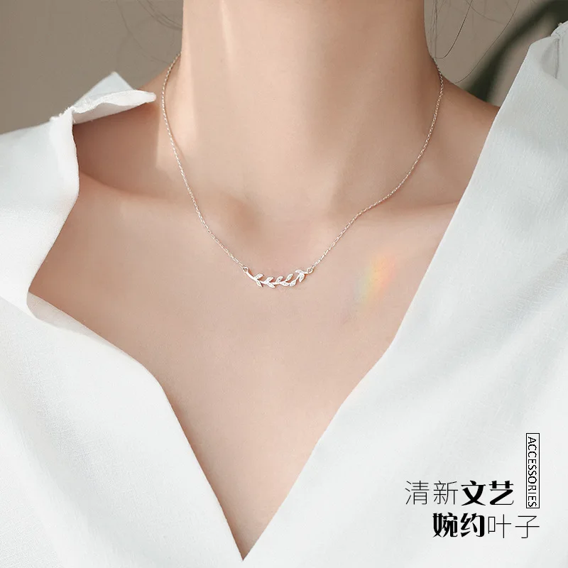 Kindey Bijoux Новое поступление 925 пробы Серебряное колье с узором в виде листика для женщин длинные ожерелья Подвески Воротник подарки для девочек