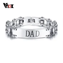 Vnox браслет из нержавеющей стали, подарки для папы, серебряный цвет, браслеты на велосипедную цепочку, браслеты для мужчин, для Дня отца, семейная любовь