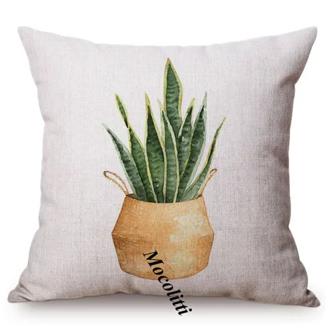 Green Plant Nordic Concise Small fresh Home Decorative Cushion Cover Cactus Aloe Potted Plant Office Sofa Throw Pillow Cover 18 M121-6