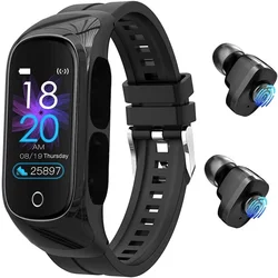 Earbuds with Microphone Smart Watch - 8 in 1 Touch Control Smart Bracelet TWS Earphones Dual Headset Call,Photo Control, Blood Earbuds with Microphone Smart Watch - 8 in 1 Touch Control Smart Bracelet TWS Earphones Dual Headset Call,Photo Control, Blood