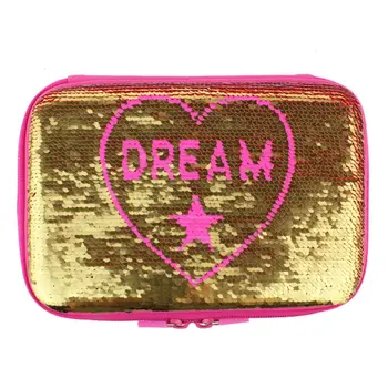 

New Love Sequins Pencil Case Pen Boxes Girl Gift Brush Pot Kawaii Stationery Bags School Supplies Storage Organizer