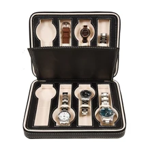 8 сеток из искусственной кожи коробка для часов органайзер для хранения часов чехол для дисплея лоток Zippere для путешествий Ювелирные изделия Чехол для коллекционера часов