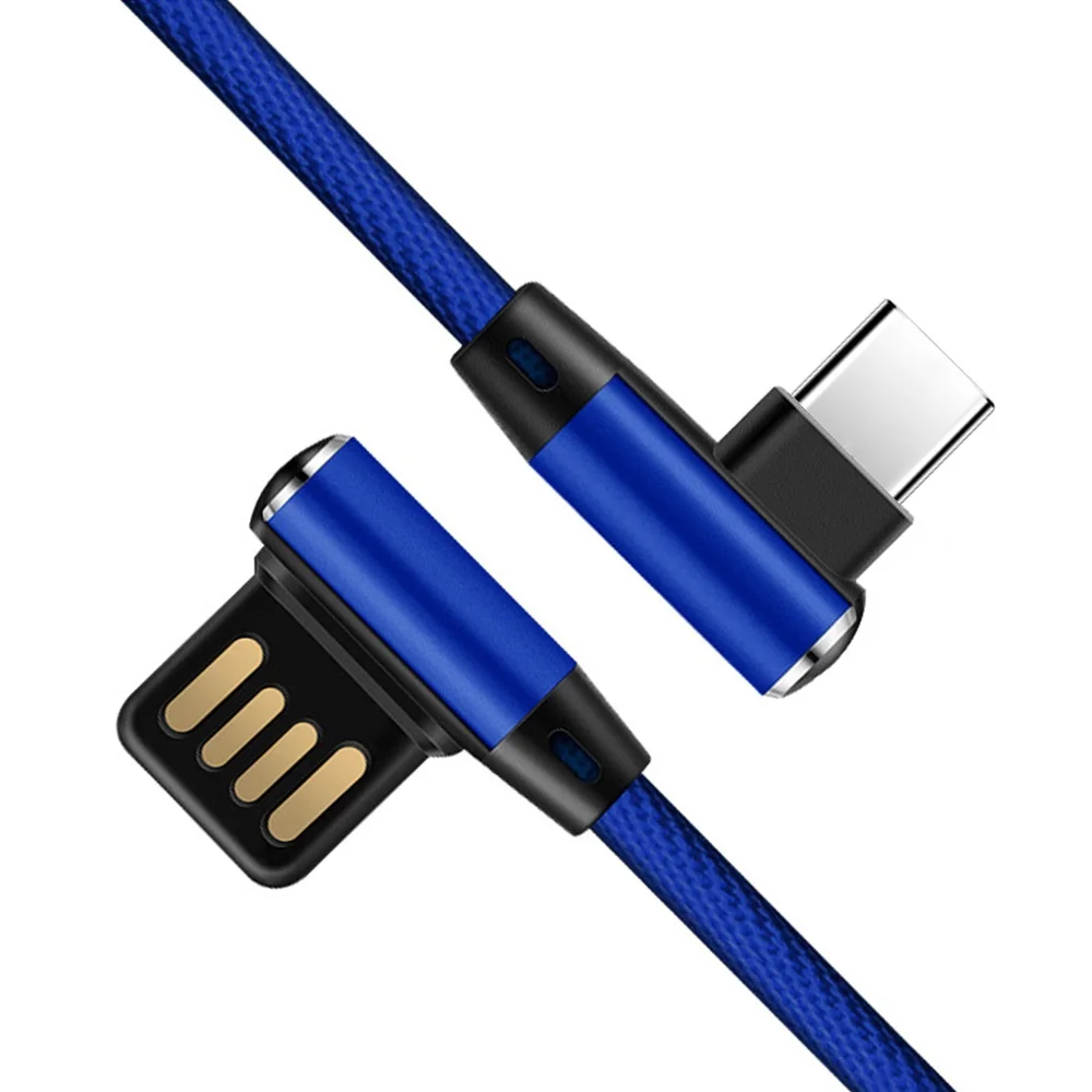 Синий OXEN двойной локоть usb type-C кабель для xiaomi redmi Note 7 mi A2 Для samsung S9 S10 мобильный телефон Быстрая зарядка type-C кабель USB C - Цвет: Синий