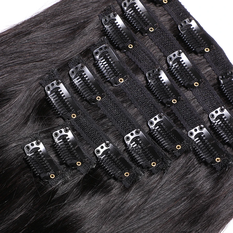 8Pcsset Clip in HUman hair Extensions Brazilian Straight Remy Human Natural Hair Clip Ins Full Head Sets 120G Drop Shipping (6)