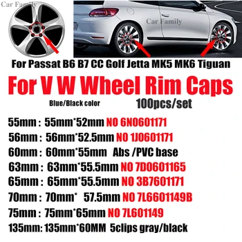 

100pcs 76mm 70mm 65mm 63mm 60mm 56mm 55mm Auto Rims Covers Car Wheel Center Hub Caps For Passat B6 B7 CC Golf MK5 MK6 Tiguan